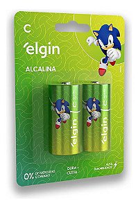 Pilha Alcalina Tipo C Elgin - Cartela Com 2 Unidades