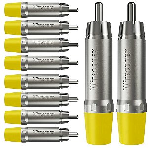 Kit 10 Plugs Rca Macho Nickel Wc 1212 Amarelo Wireconex