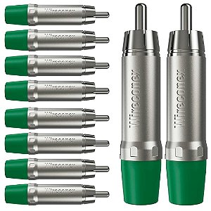 Kit 10 Plugs Rca Macho Nickel Wc 1212 Verde Wireconex
