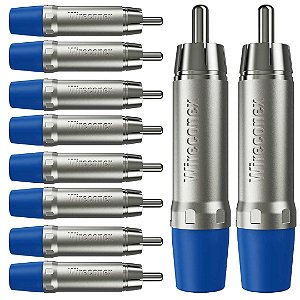 Kit 10 Plugs Rca Macho Nickel Wc 1212 Azul Wireconex