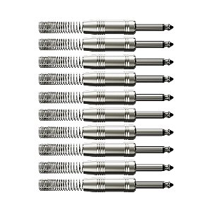 Kit 10 Conectores P10 Mono Metal Nickel Com Mola Wc 244/ts Wireconex