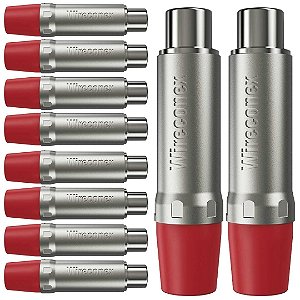 Kit 10 Plugs RCA Fêmea Vermelho Nickel Wc 1222 Wireconex