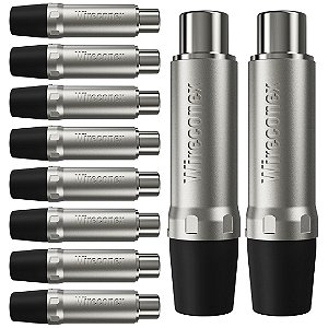 Kit 10 Plugs RCA Fêmea Preto Nickel Wc 1222 Wireconex