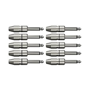 Kit 10 Conectores P10 Mono Wc 153 Prata Wireconex