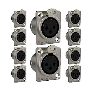Kit 10 Conectores XLR Fêmea Painel Wc 1023 Wireconex