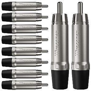 Kit 10 Conectores Plug RCA Macho Wc 1212 Preto Wireconex