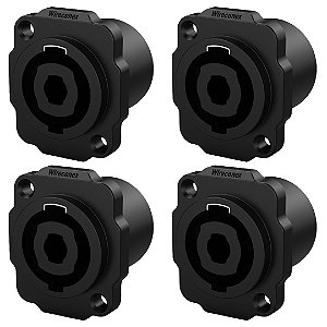 Kit 4 Conectores SPEAKON Fêmea Painel Wc 1604 Wireconex