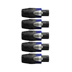 Kit 5 Conectores SPEAKON Macho Para Cabo Wc 605 Wireconex