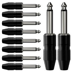 Kit 10 Conectores P10 Mono Macho Para Cabo Plug Preto Wc153 Wireconex