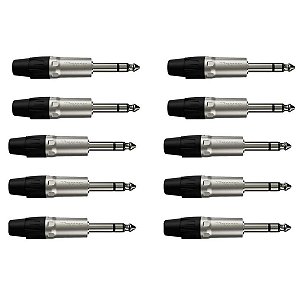 Kit 10 Conectores Plug P10 Stereo Cabo WC 1123 Wireconex