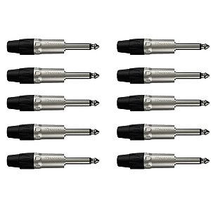 Kit 10 Conectores Plug P10 Mono Cabo WC 1112 Wireconex