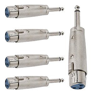 Kit com 5 Adaptadores XLR Fêmea P10 Mono Metal Storm