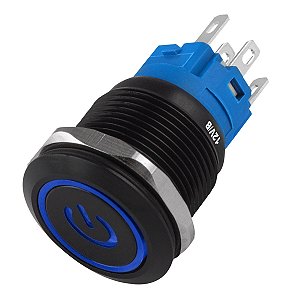 Chave Anti Vandalismo de Pulso Preta 220V/3A com LED Azul 12V Storm
