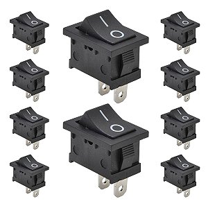 Kit com 10 Chaves Comutadoras On/Off Quadrada 2 Polos Storm