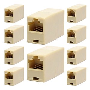 Kit com 10 Emendas RJ45 Fêmea para RJ45 Fêmea 8x8 Storm