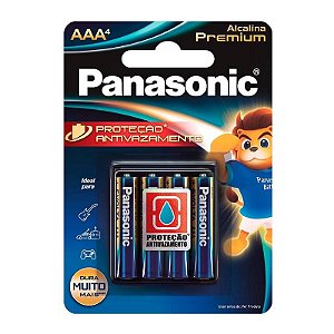 Kit com 4 Pilhas Alcalinas Premium AAA Palito Lr03egr/4b96 Panasonic