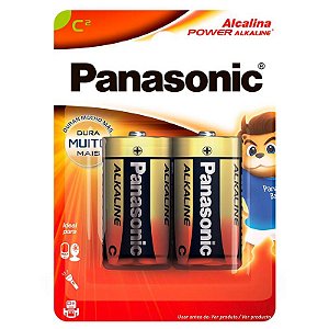 Kit com 2 Pilhas Alcalinas C Média Panasonic