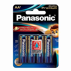 Kit com 4 Pilhas Alcalinas Premium AA Pequena Lr6egr/4b96 Panasonic