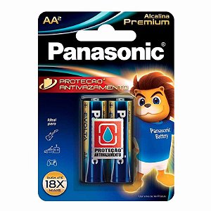 Kit com 2 Pilhas Alcalinas Premium AA Pequena Lr6egr/2b96 Panasonic