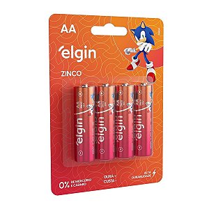 Kit com 4 Pilhas De Zinco Carvao AA Pequena R06 Elgin