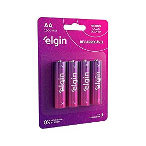 Pilha Recarregável AA Pequena 2500mah Elgin