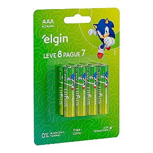 Kit com 8 Pilhas Alcalinas AAA Palito L8p7 Elgin