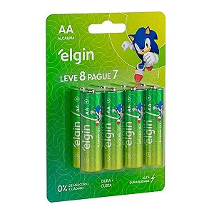 Kit com 8 Pilhas Alcalinas AA Pequena Elgin