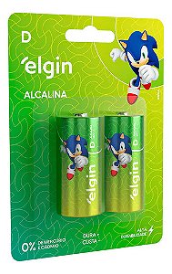Kit com 2 Pilhas Alcalinas Tipo D Grande Elgin