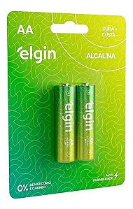 Kit com 2 Pilhas Alcalinas AA Pequena Elgin