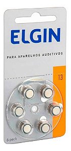 Kit com 6 Baterias Para Aparelho Auditivo 13 Pr48 Elgin