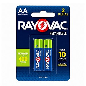 Kit com 2 Pilhas Recarregáveis Eco AA Pequena SM-24 Rayovac