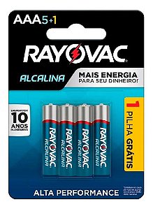 Kit com 6 Pilhas Alcalinas AAA Palito Rayovac
