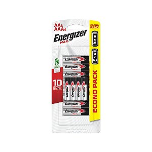 Kit com 12 Pilhas Max 8 AA Pequena e 4 AAA Palito Energizer