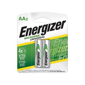 Kit com 2 Pilhas Recarregáveis Univ. AA Pequena Energizer