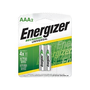 Kit com 2 Pilhas Recarregáveis Univ. AAA Palito Energizer