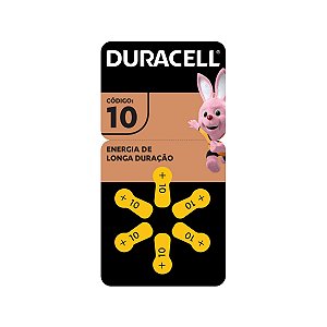 Kit com 6 Baterias Auditivas 10 Duracell