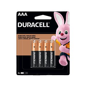 Kit com 8 Pilhas Alcalinas AAA Palito Duracell