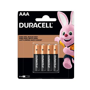 Kit com 4 Pilhas Alcalinas AAA Palito Duracell