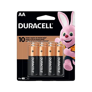 Kit com 8 Pilhas Alcalinas AA Pequena Duracell