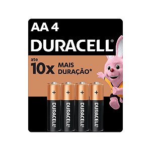 Kit com 4 Pilhas Alcalinas AA Pequena Duracell