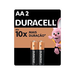 Kit com 2 Pilhas Alcalinas AA Pequena Duracell
