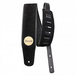Correia Alça Straps Guitarra Violão Suede Preta CLA 03 Basso