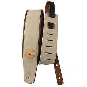 Correia Alça Guitarra Violão Baixo Suede Bege CLA 01 Basso