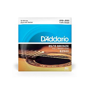 Cordas Para Violão Aço Bronze 85/15 12C 010 EZ940 D Addario