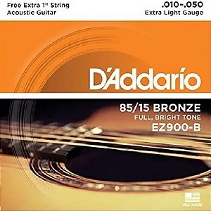 Cordas Violão Aço 10-50 Corda Extra PL010 EZ900-B D Addario