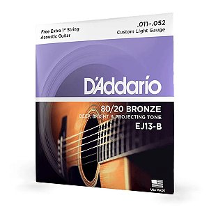 Cordas Para Violão Aço Bronze 80/20 11-52 EJ13B D Addario