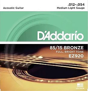 Cordas Para Violão Aço Bronze 85/15 .012.054 EZ920 D Addario
