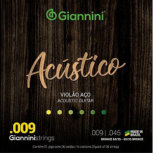 Encordoamento Violão Aço Bronze 65/35 0.009" Geswal Giannini