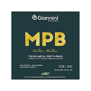 Encordoamento Para Violão Nylon Preto Prata Genwbs Giannini
