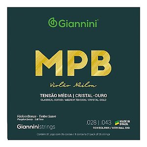 Cordas Para Violão Nylon Preto/Ouro Bolinha Genwbg Giannini